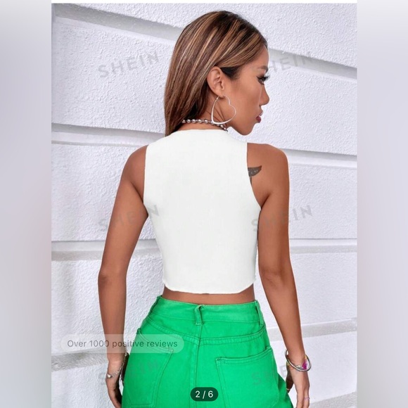 NWOT Palm Tree & Slogan Graphic Notched Neck Tank Top. So cute!! - Picture 4 of 6